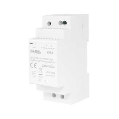 Zasilacz impulsowy montowany na szynie TH-35 (DIN)  30W 24V DC TYP: ZTM-30/24 ZAMEL (EXT10000282-WUN)